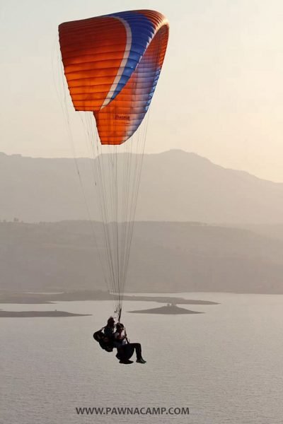 Pawna lake paragliding - tandem in the air
