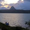 Couple sitting near pawna lake