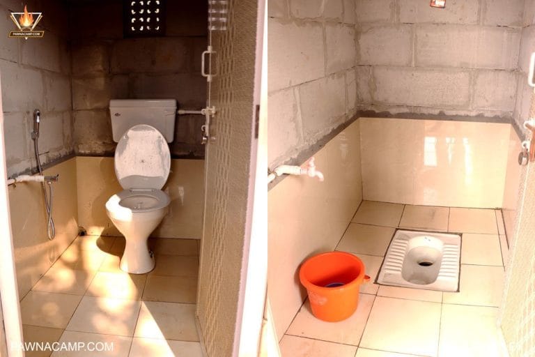 Pawna lake camping E toilets from inside