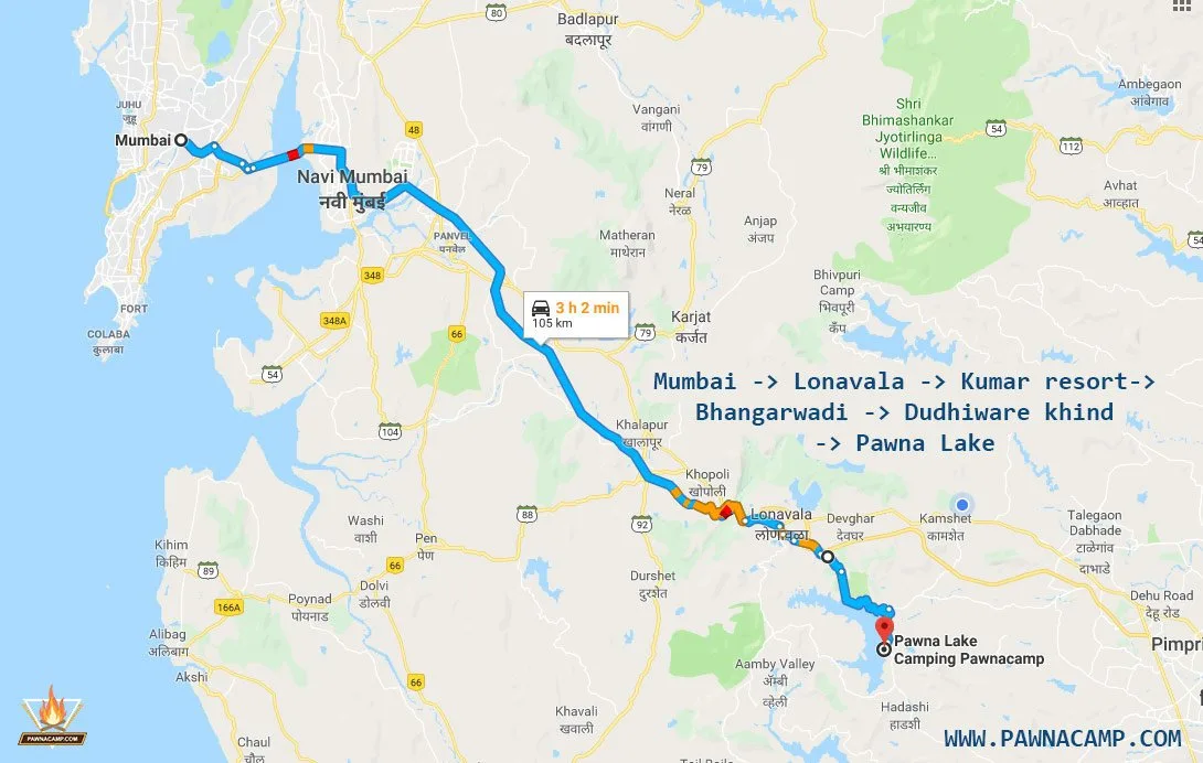 Pawna lake camping direction from Mumbai via dudhiware khind