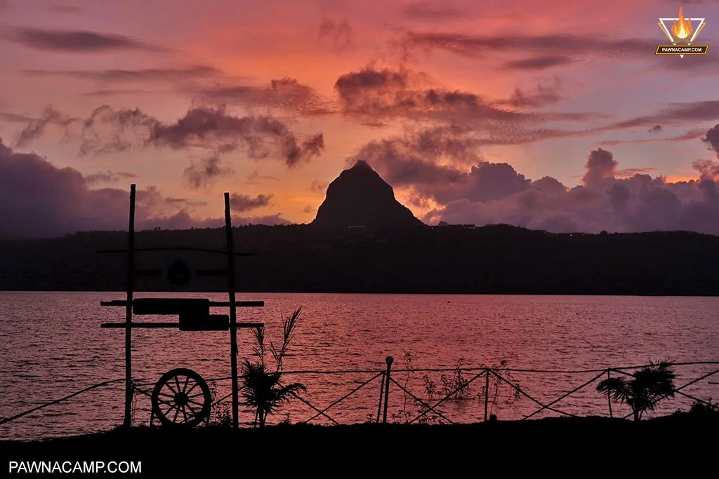 Red sky after sunset at Pawna lake